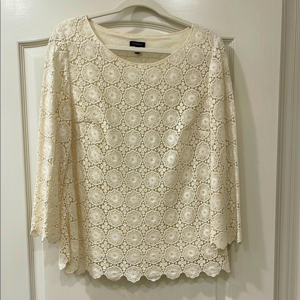 Talbots Ladies Cotton Lace Overlay Top